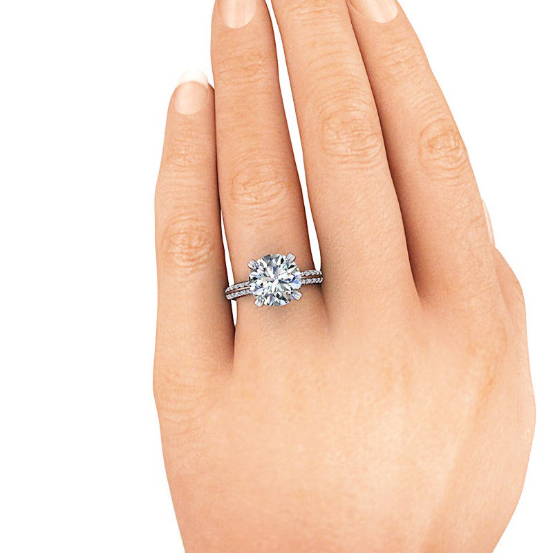 Modern Knife Edge Solitaire Diamond Engagement Ring 4CTW