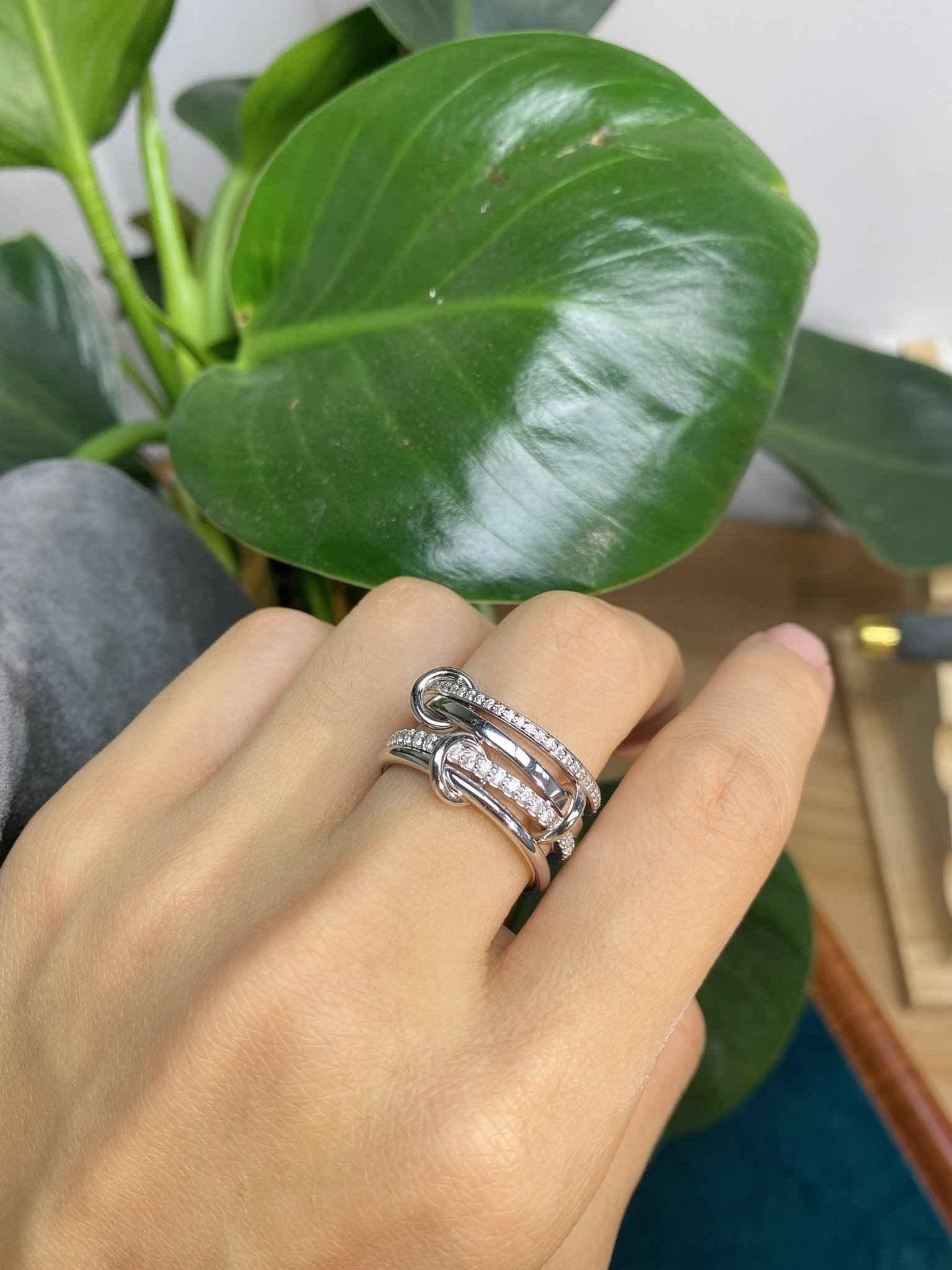 Diamond Connected Rings, Gold Stacking Rings, Fashion Rings – Bel