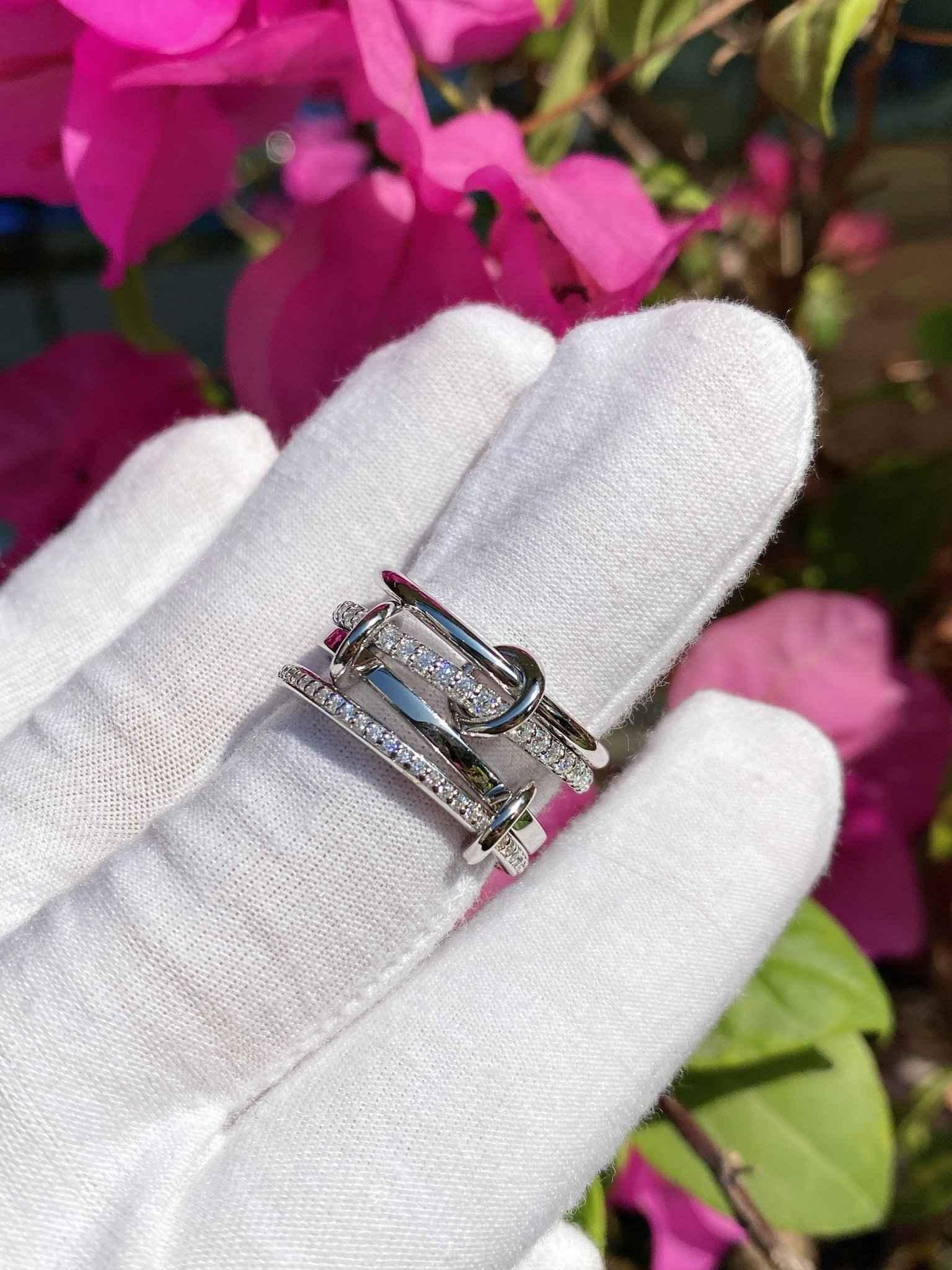 Diamond Connected Rings, Gold Stacking Rings, Fashion Rings – Bel