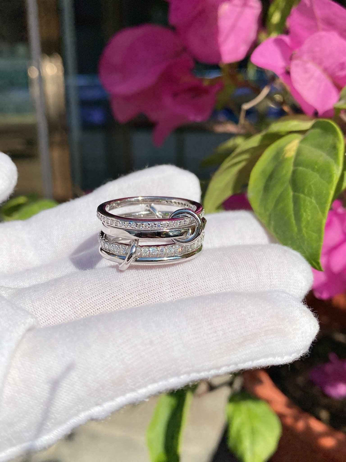 925 Silver Connector Ring, Interlocking Ring, Connector Ring, fashion Linked Ring, Stacking Linked Ring, Connected Ring, Multi link Band Ring