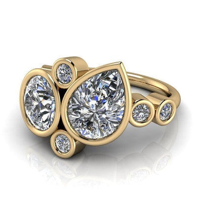 Toi Et Moi Diamond Ring Pear and Round Two Stone Ring 3.9CTW