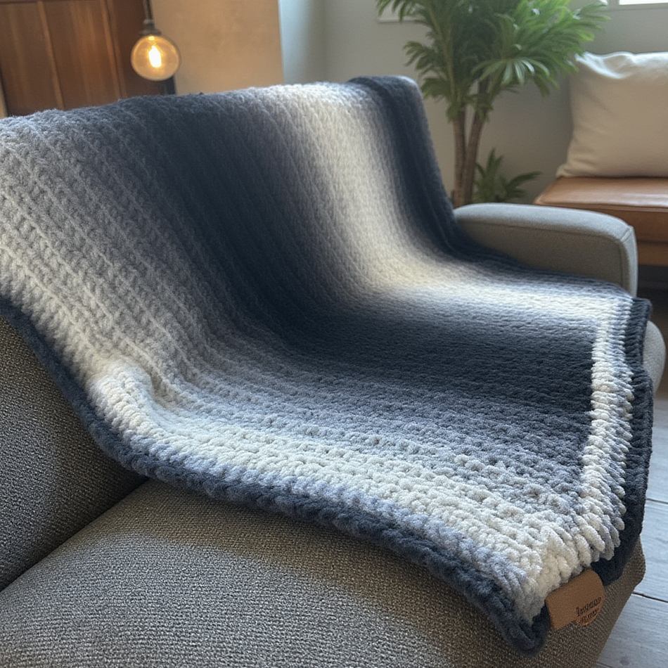 Oversized Throw Blanket Ombre Black & Gray