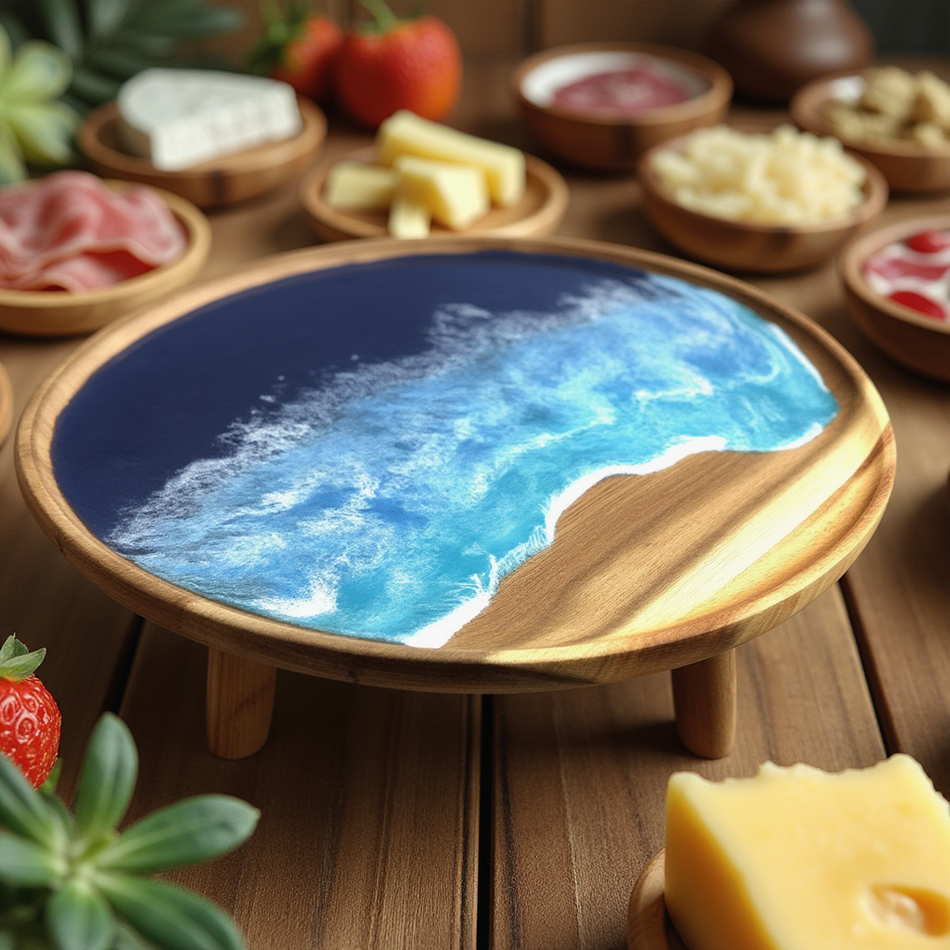 Ocean Waves Wood Hors d'oeuvre Tray