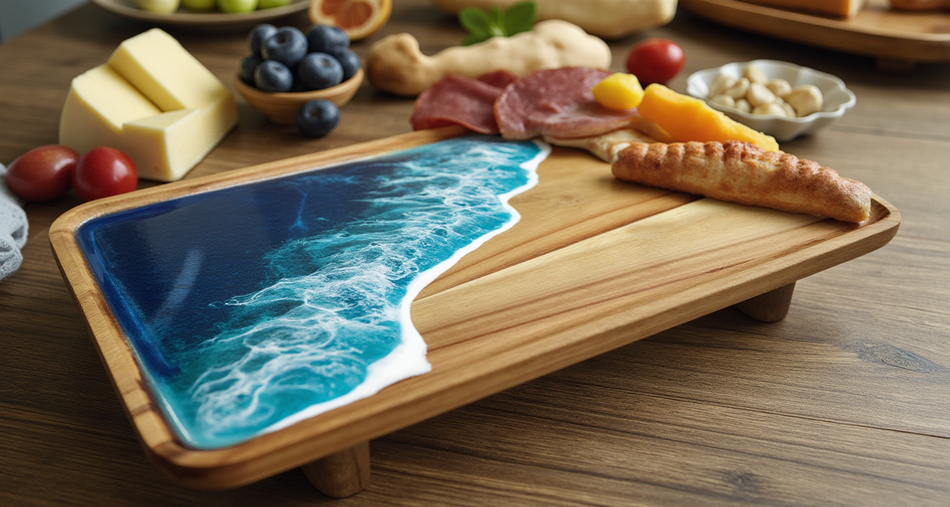 Ocean Waves Standing Wood Tray