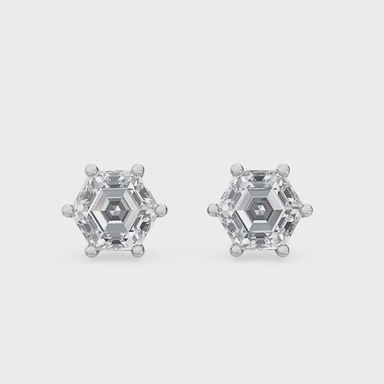 Hexagon Diamond Earrings-bel viaggio designs