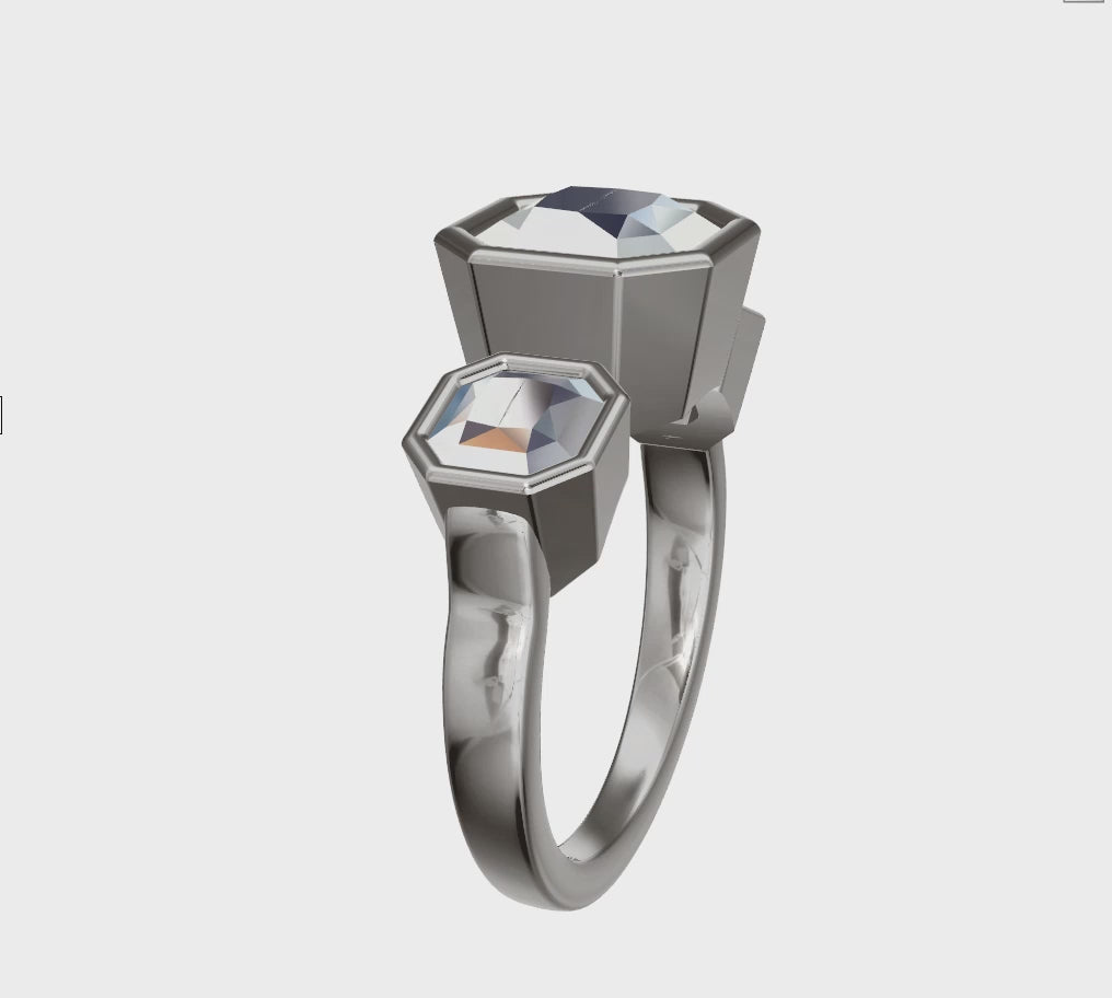 a white gold ring with a single diamond