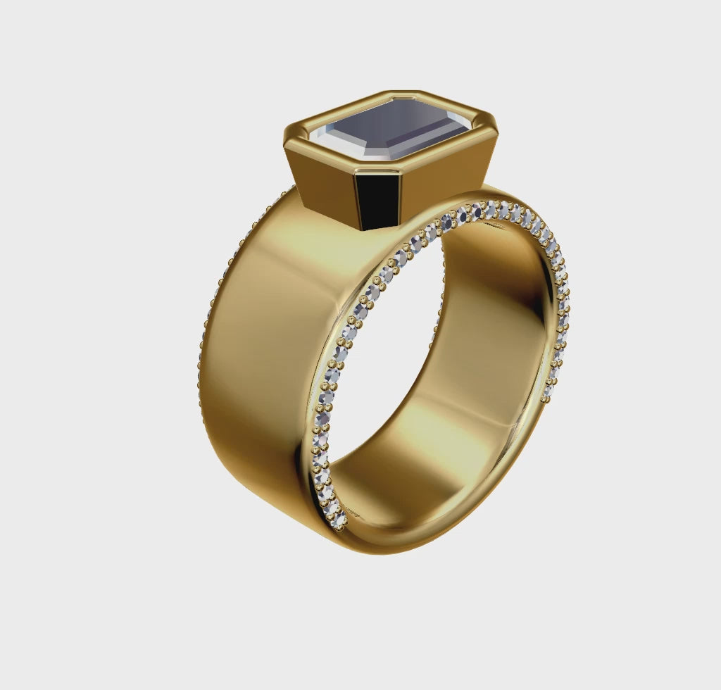 a gold ring with diamonds on it