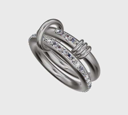 a white gold ring with diamonds on it