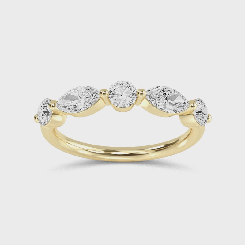 a three stone diamond ring on a white background