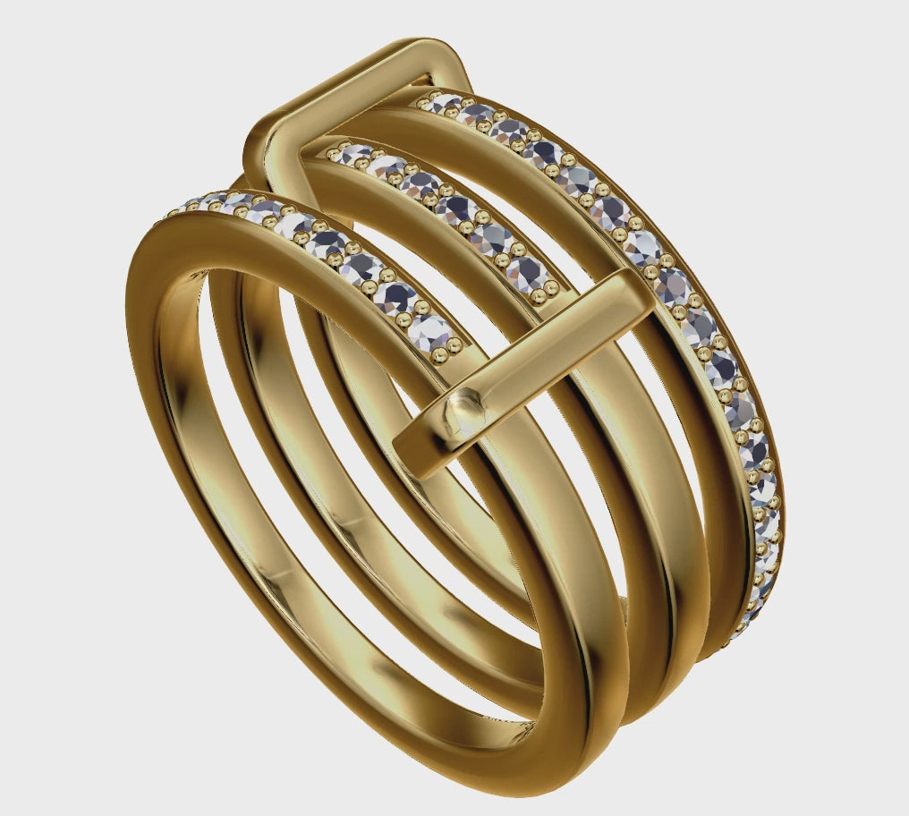 a gold ring with a cross on top of it