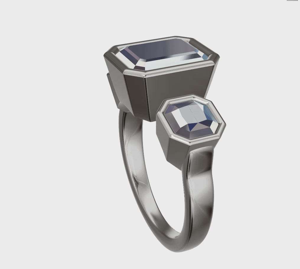 a white gold ring with a single diamond