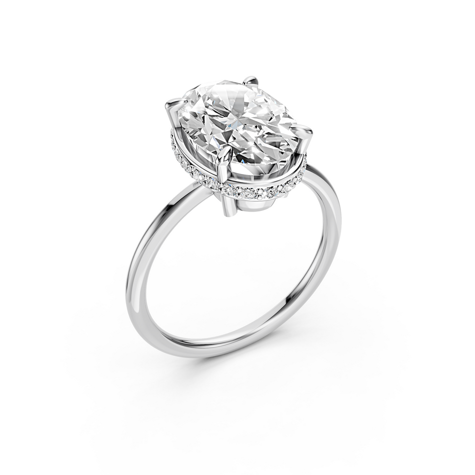 Matilda Oval Lab Diamond Hidden Halo Ring