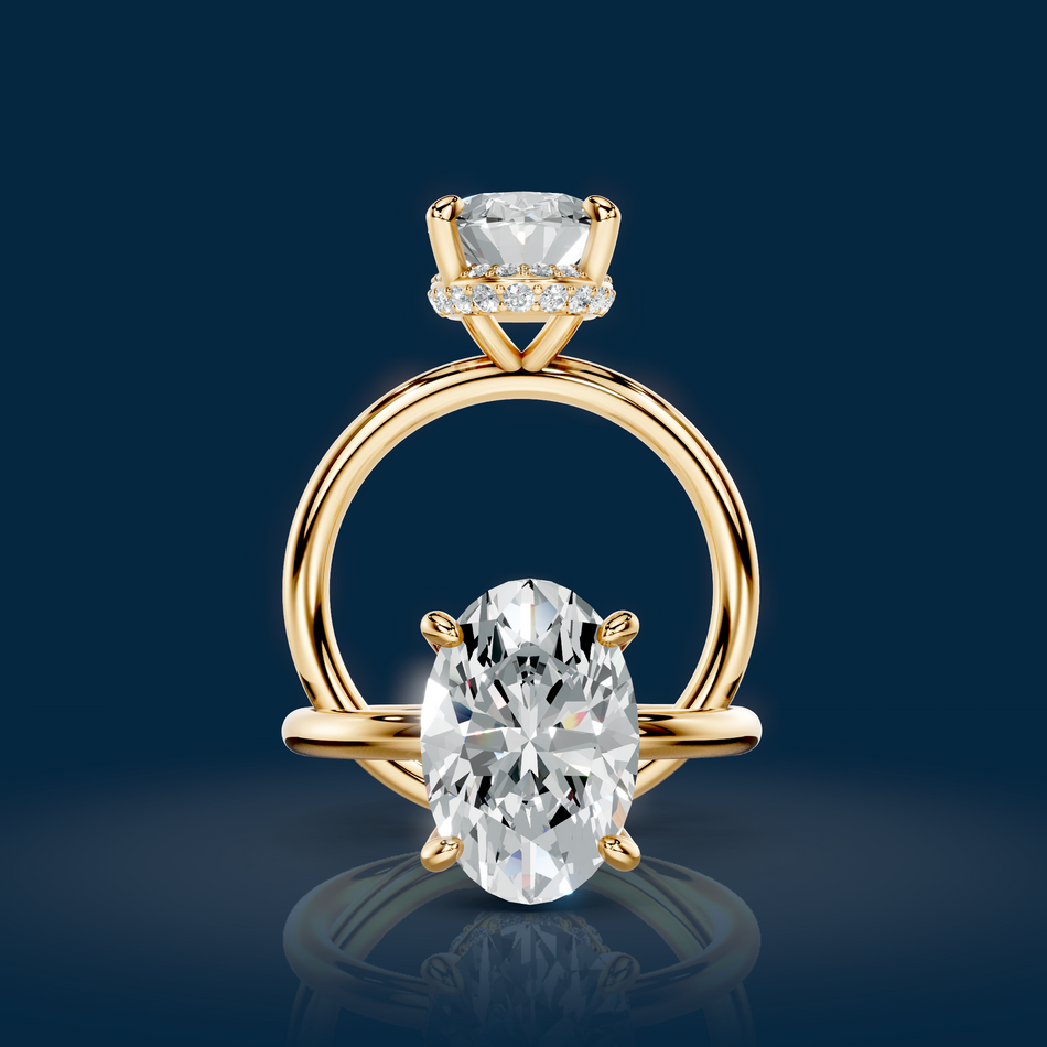 Yuna Oval Lab Grown Diamond Engagement Ring with Hidden Halo