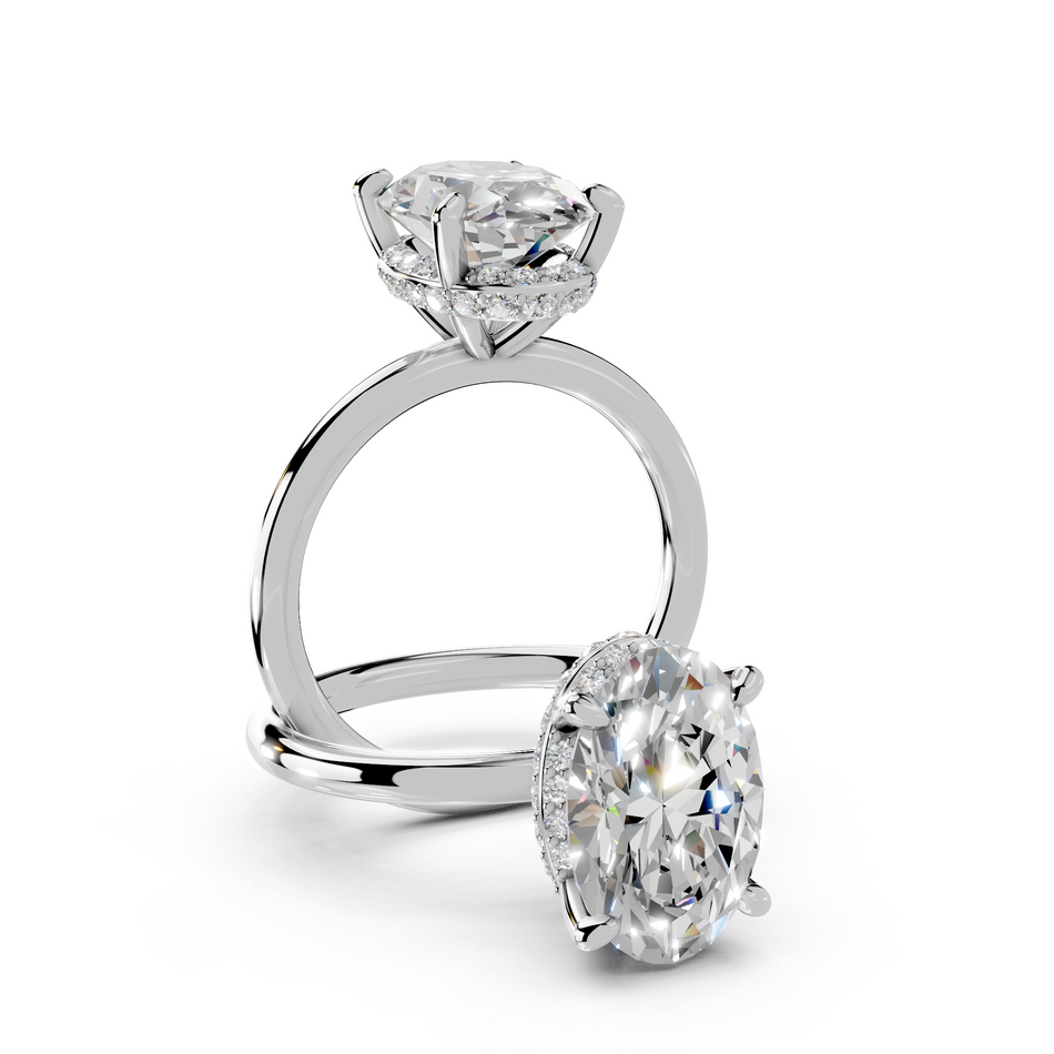 Yuna Oval Lab Grown Diamond Engagement Ring with Hidden Halo