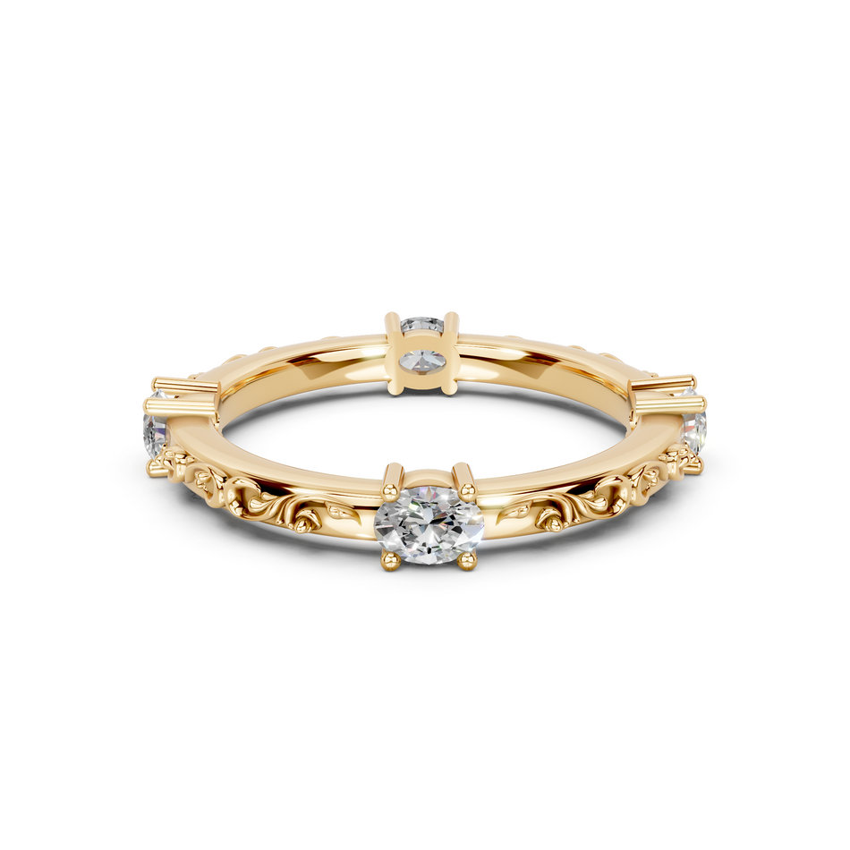 Vintage Inspired Oval Lab Diamond Wedding Band