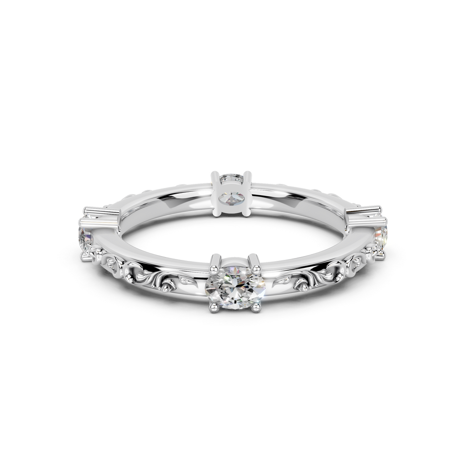 Vintage Inspired Oval Lab Diamond Wedding Band