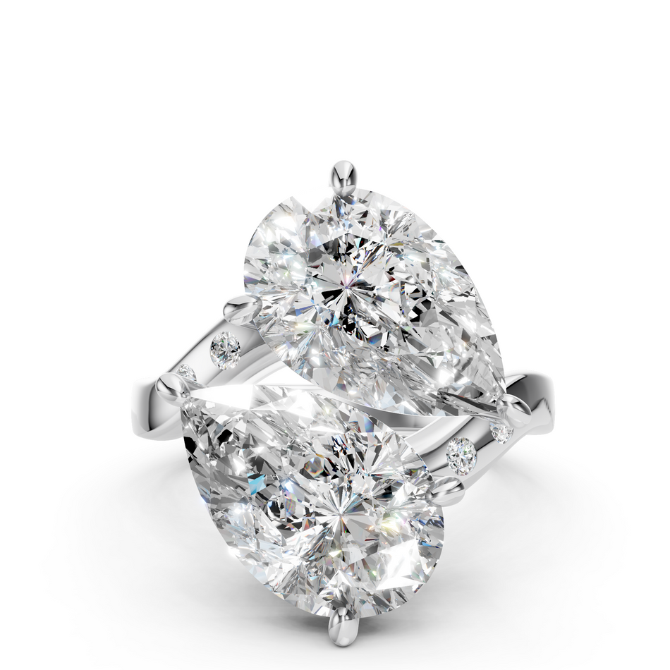 Nellie Toi et Moi Lab Diamond Ring, 6 Carat Pear Cut Statement Ring