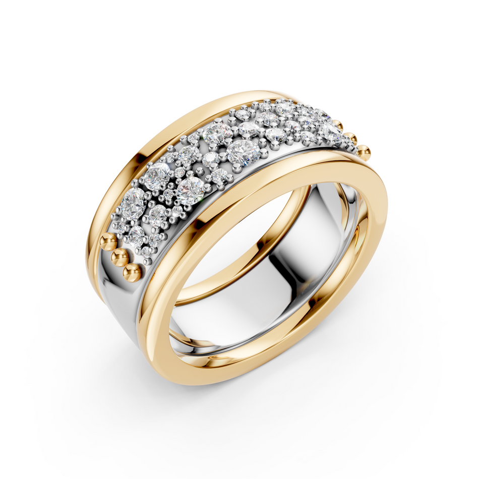 Francis Two-Tone Sculpted Diamond Band – 0.50 CT Lab Grown | 8.2mm Wide