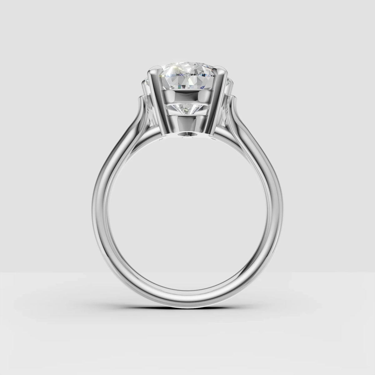 Platinum solitaire engagement ring with round brilliant-cut diamond in prong setting