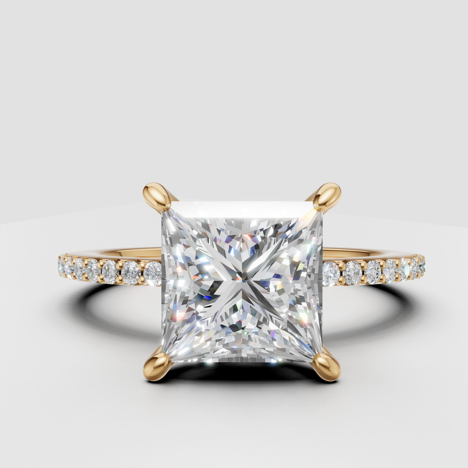 Pearl Princess Cut Lab Diamond Solitaire-Thin Band 2.80 ctw