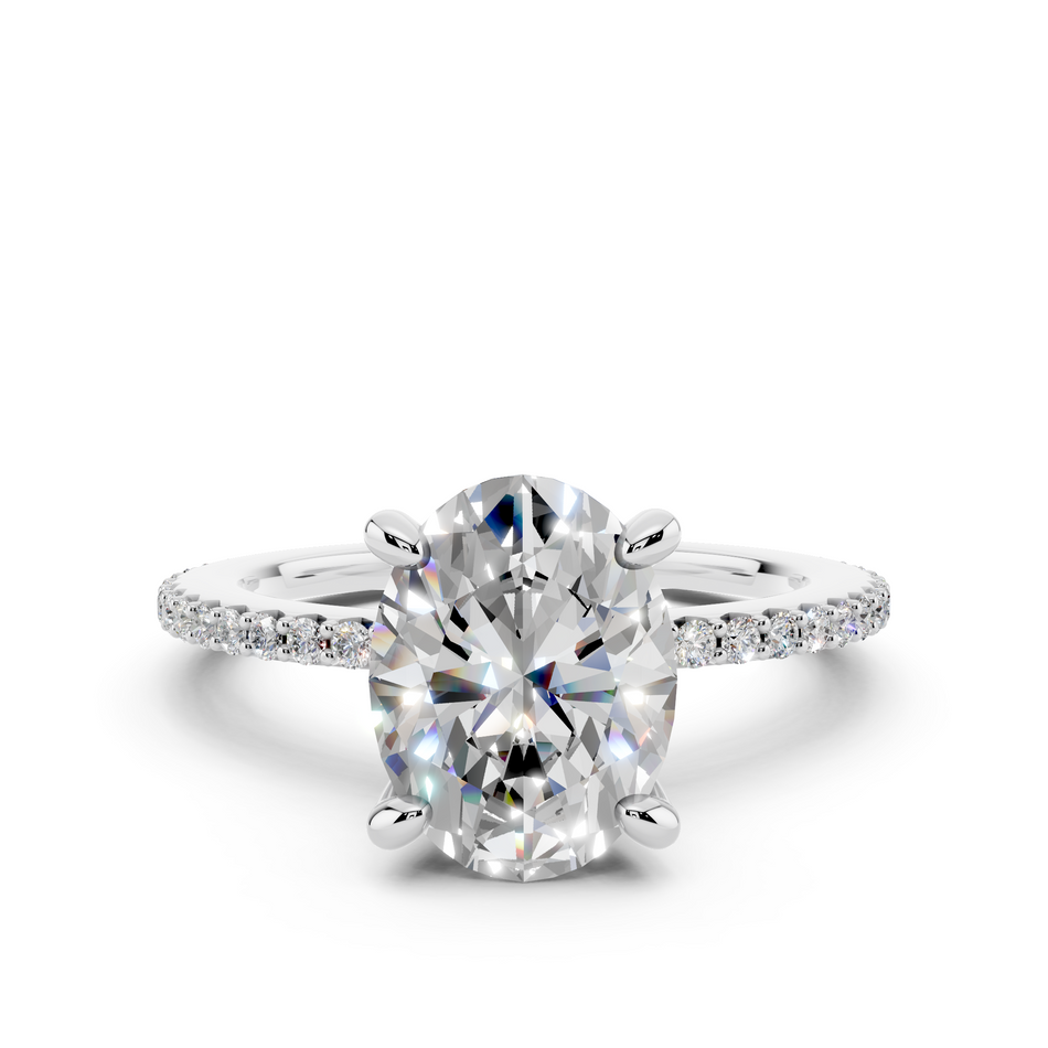 Lauren Oval Lab Diamond Solitaire Ring -Thin Band 2.80 ctw