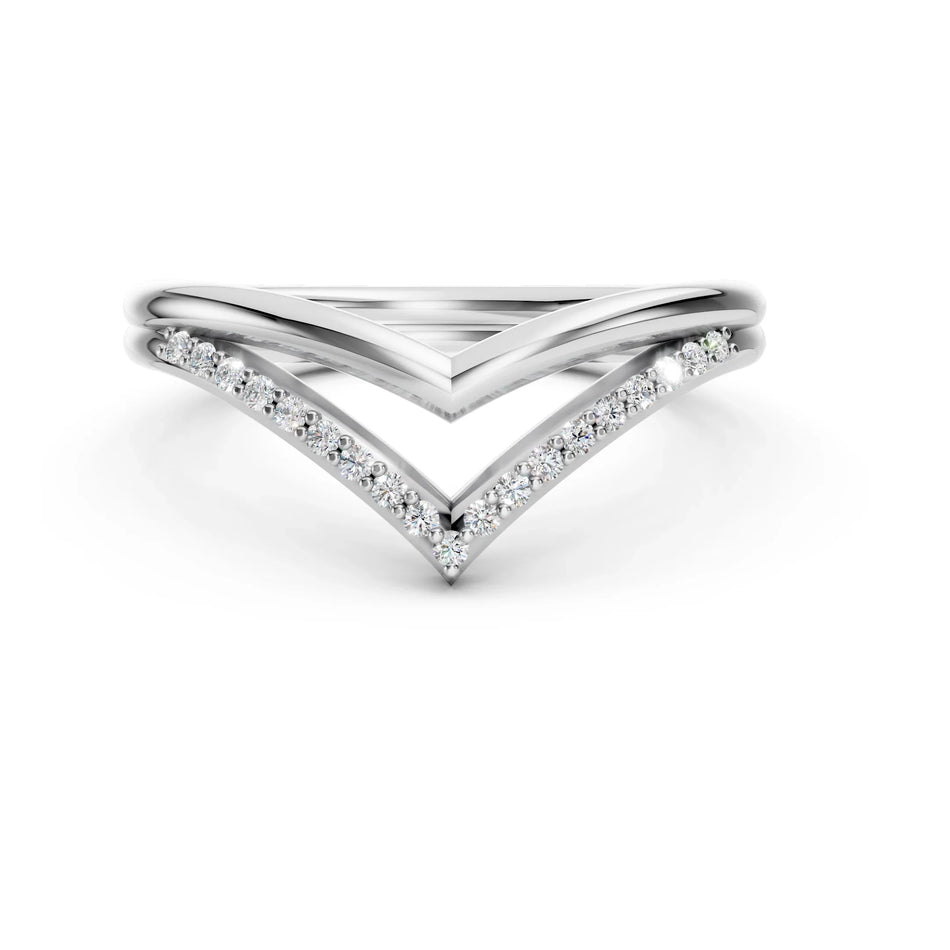 Alianza de boda con diamantes cultivados en laboratorio y chevron de 0,17 quilates