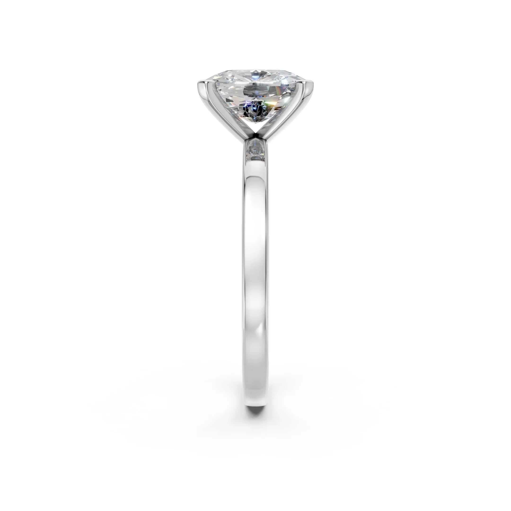 Elegant solitaire engagement ring with a brilliant-cut diamond set in a sleek white gold band.
