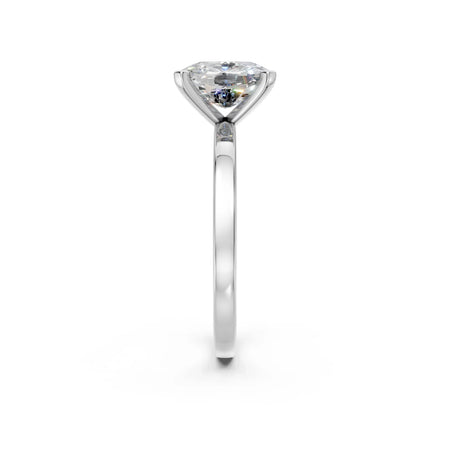 Elegant solitaire engagement ring with a brilliant-cut diamond set in a sleek white gold band.