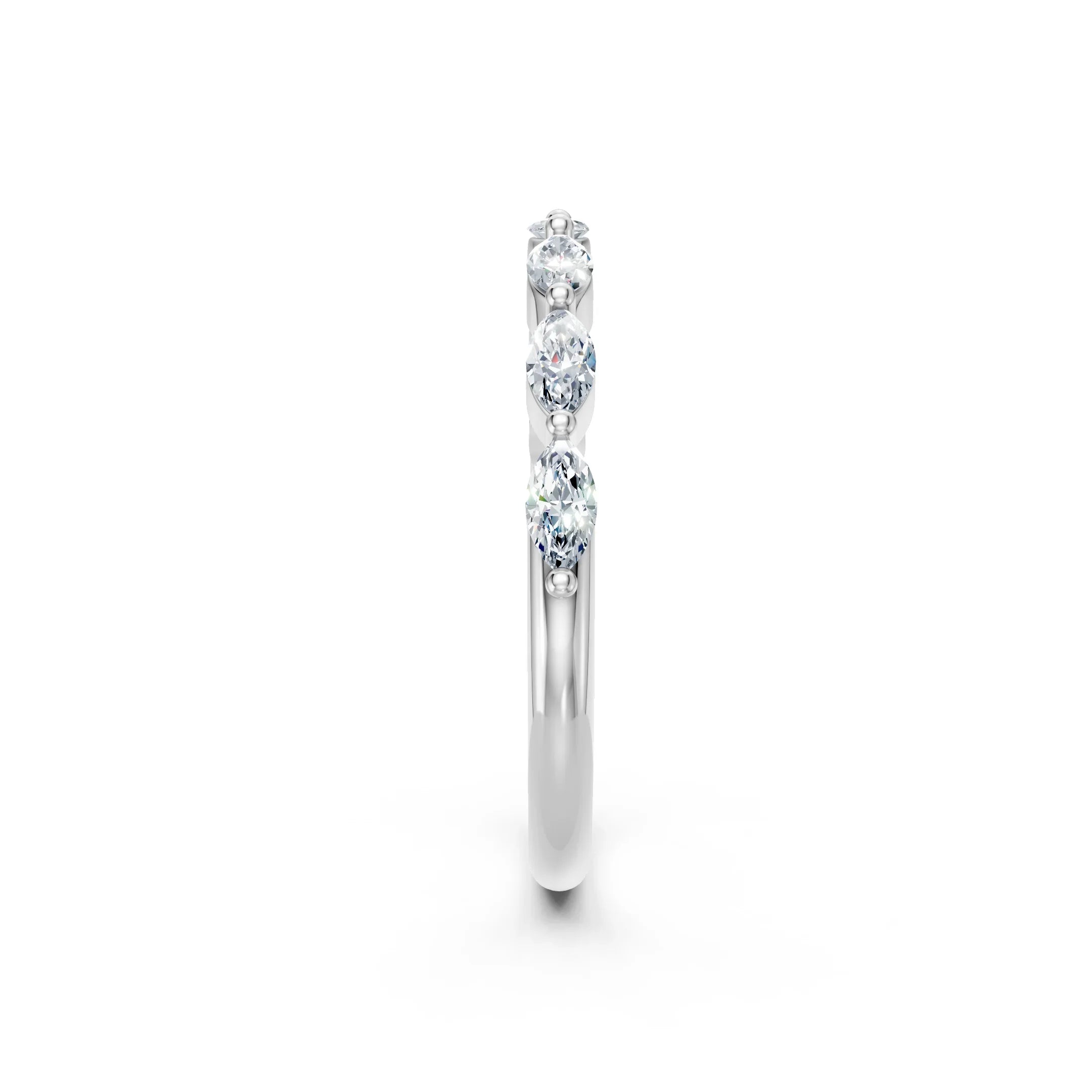 Elegant engagement ring with marquise and round diamonds on white gold band