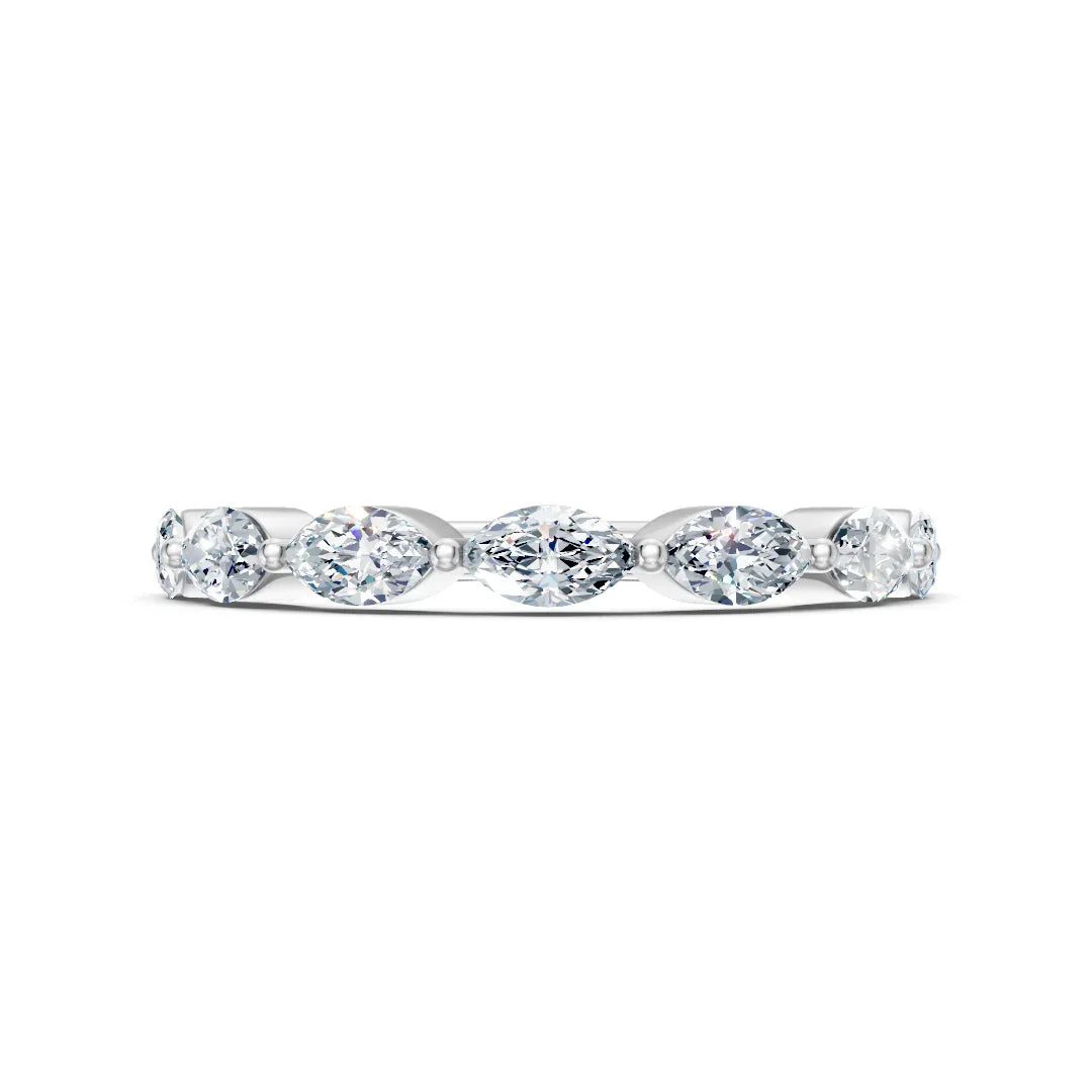 Elegant oval diamond eternity band, custom engagement ring design with sparkling stones