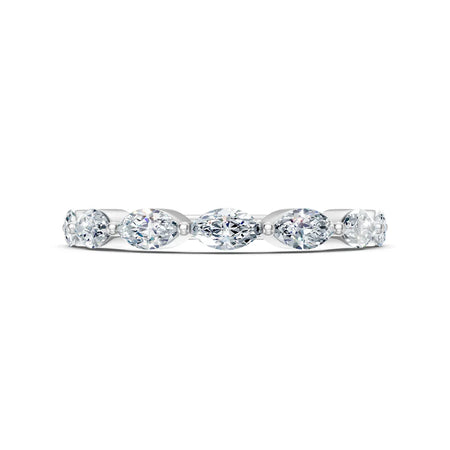 Elegant oval diamond eternity band, custom engagement ring design with sparkling stones