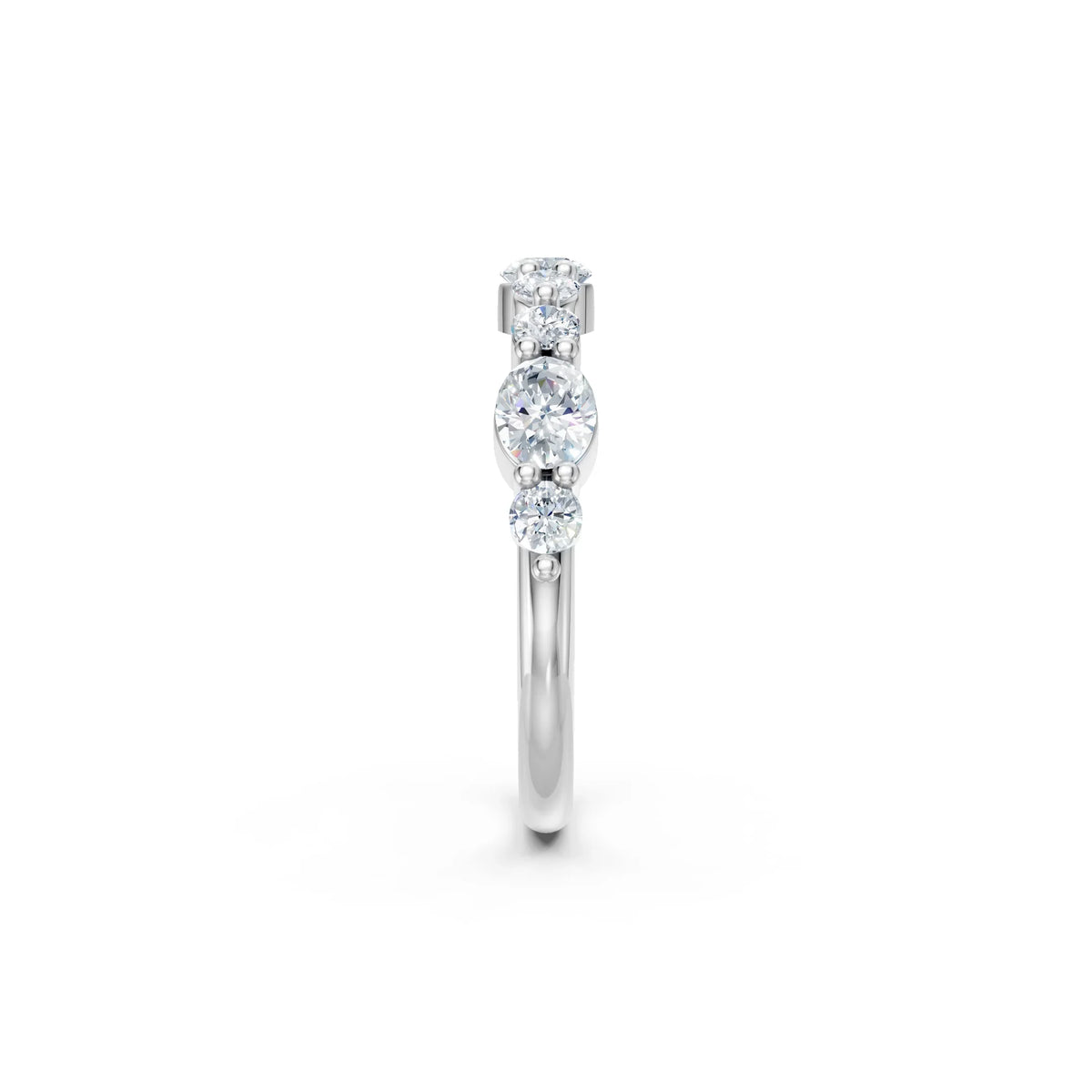 Elegant engagement ring with five sparkling diamonds in a sleek white gold band