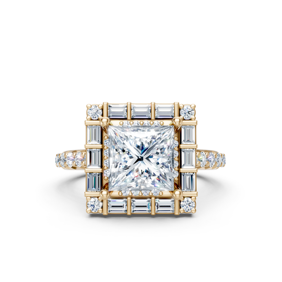 Princess Cut Lab Diamond Ring-Halo Setting 3.20 ctw