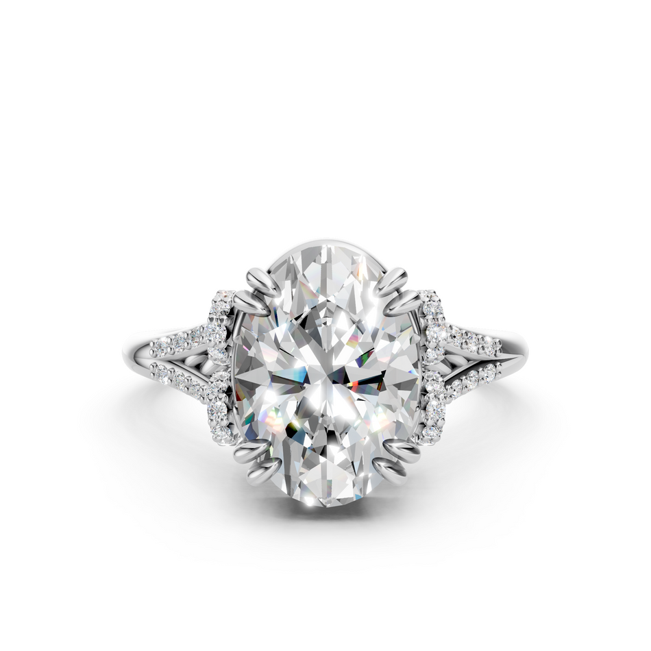 Oval Split Shank Engagement Ring, Lab Diamond 2.76 CTW