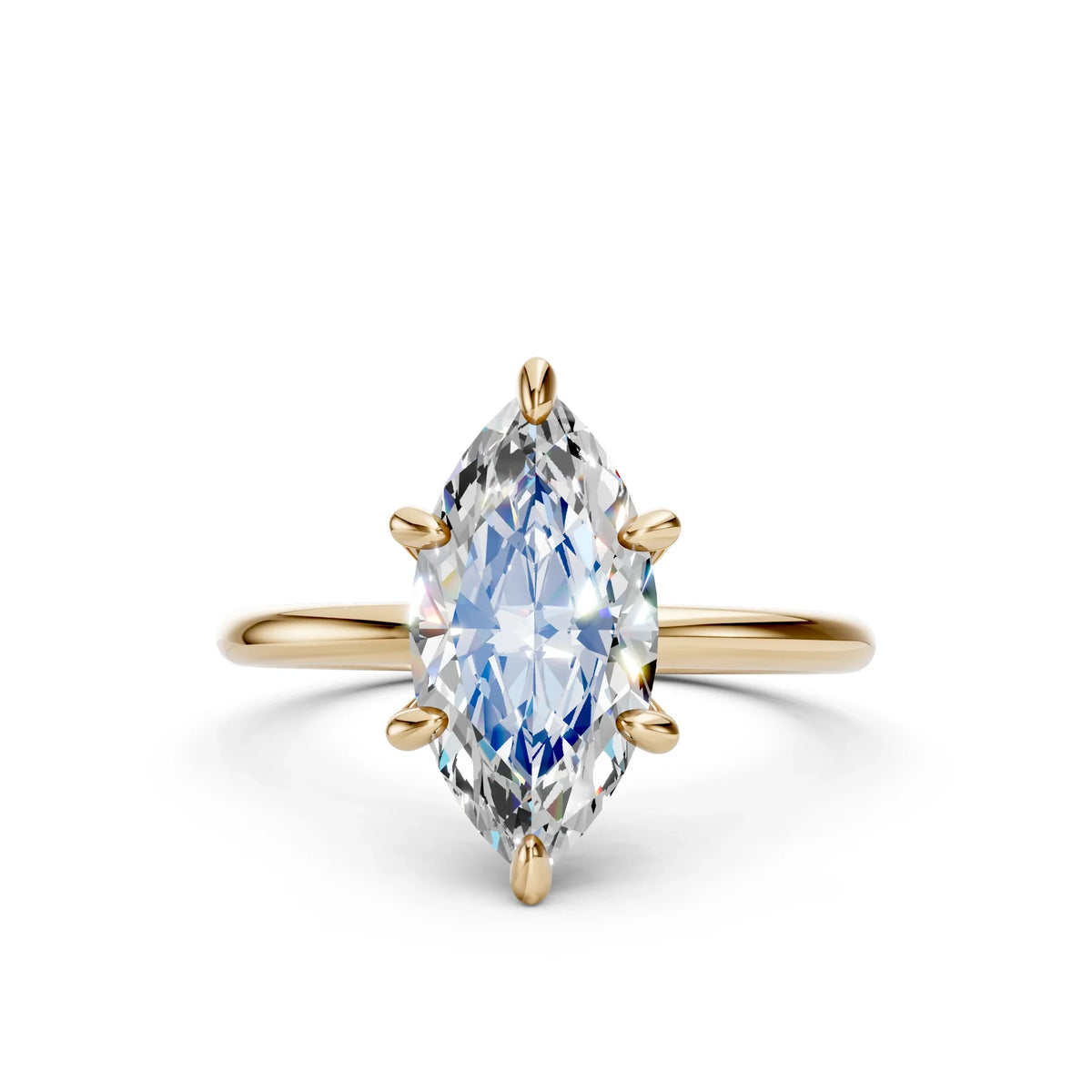 Lab diamond marquise engagement ring by Bel Viaggio Designs in a gold setting