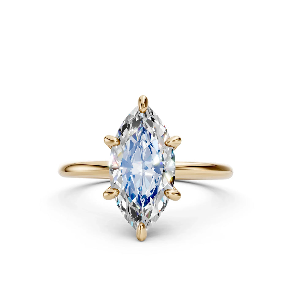 Lab diamond marquise engagement ring by Bel Viaggio Designs in a gold setting