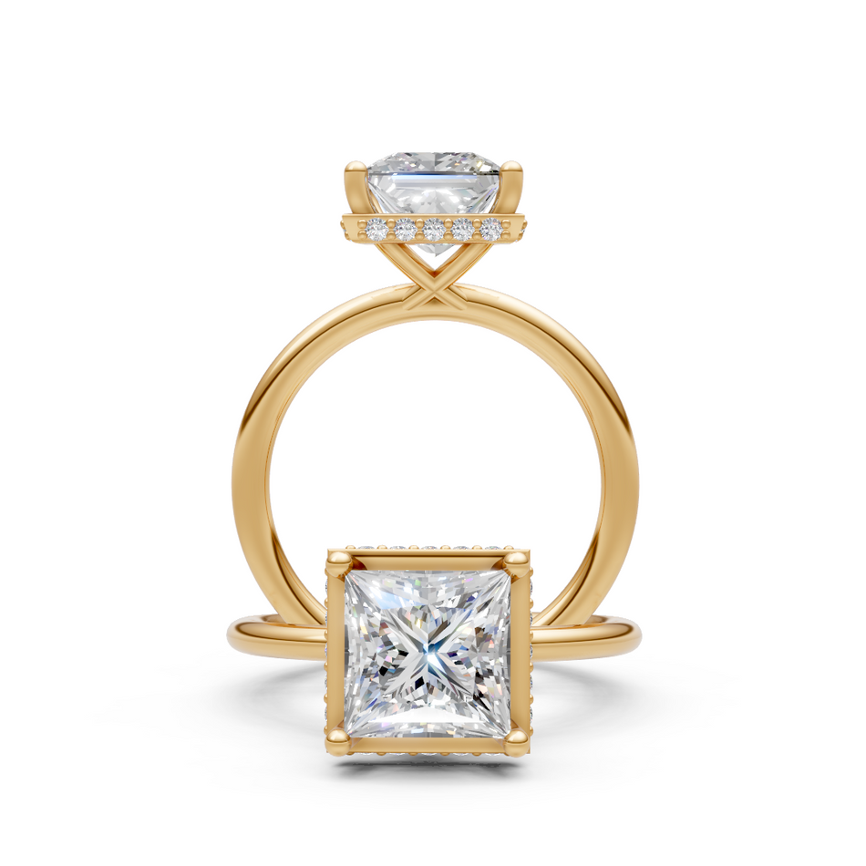 Marigold Georgian Inspired Lab Diamond Princess Cut Ring