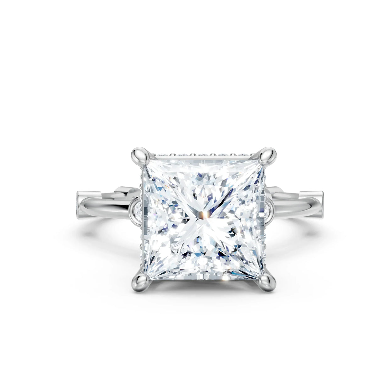 Princess cut diamond engagement ring with four prong white gold setting