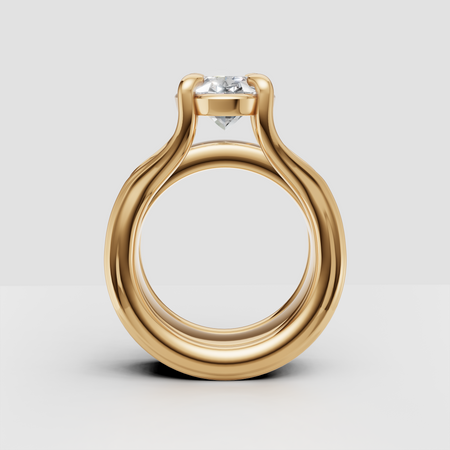 Yellow gold solitaire engagement ring with round diamond, modern open setting