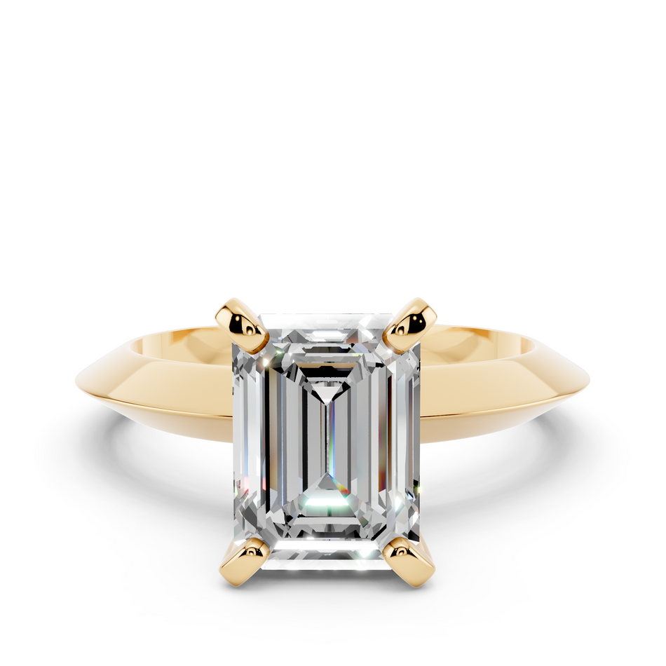 Emerald Cut Knife Edge Solitaire Lab Grown Diamond Ring 2.20 CTW