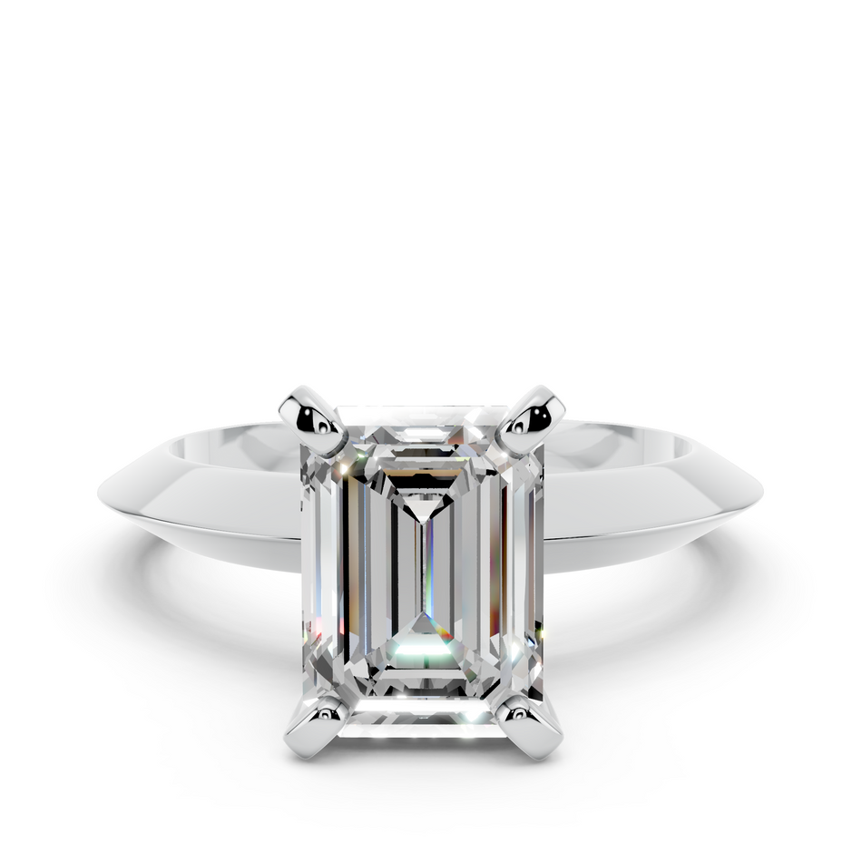 Emerald Cut Knife Edge Solitaire Lab Grown Diamond Ring 2.20 CTW