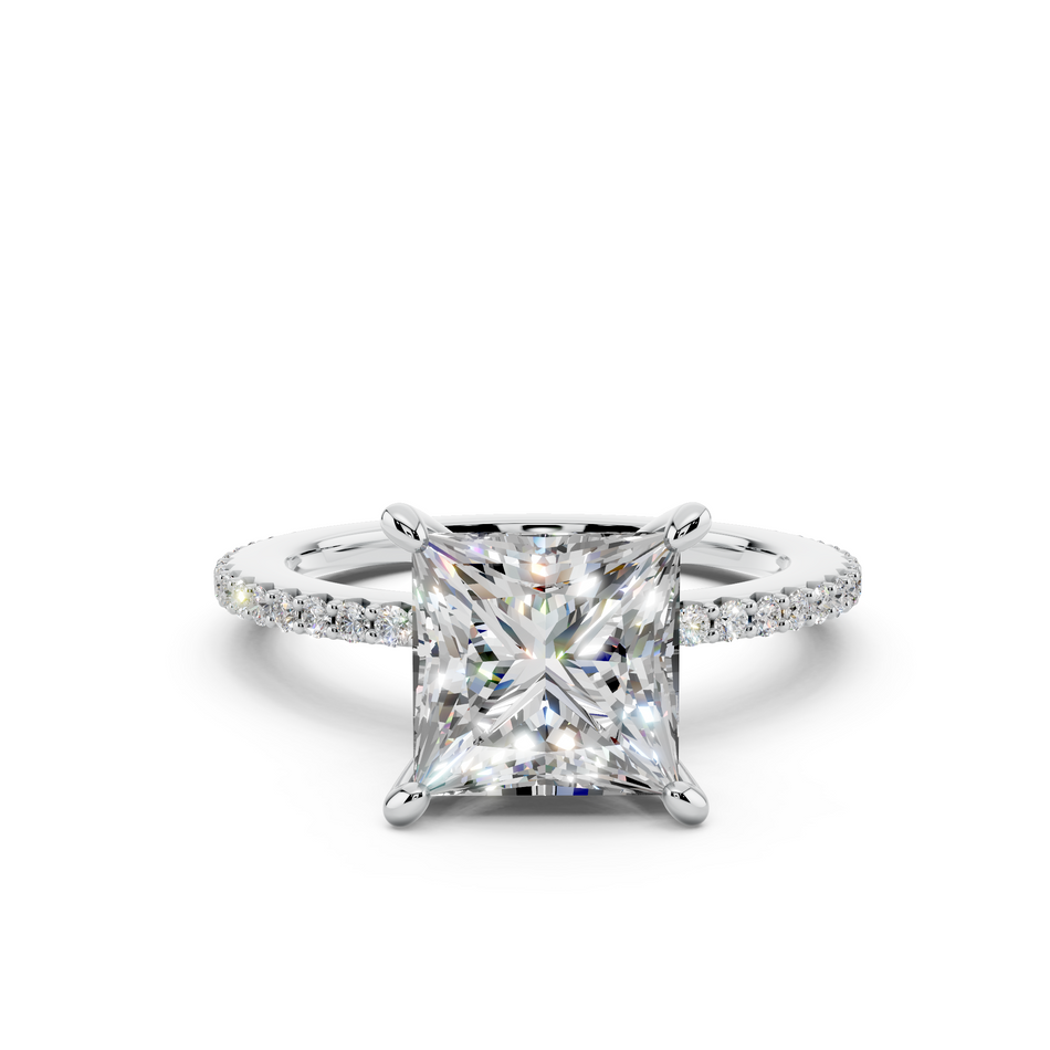 Pearl Princess Cut Lab Diamond Solitaire-Thin Band 2.80 ctw