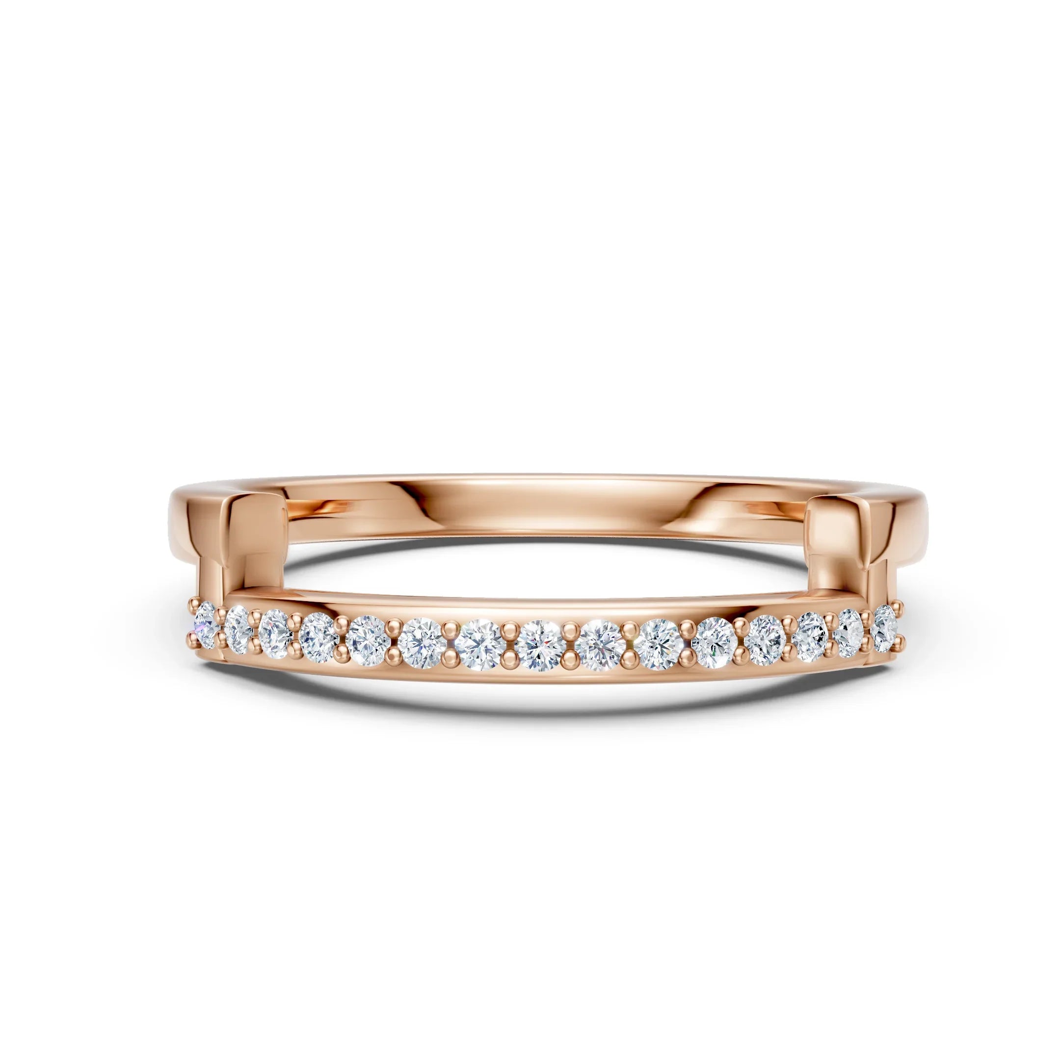 Rose gold diamond eternity band, perfect for engagement or wedding, custom made-to-order jewelry