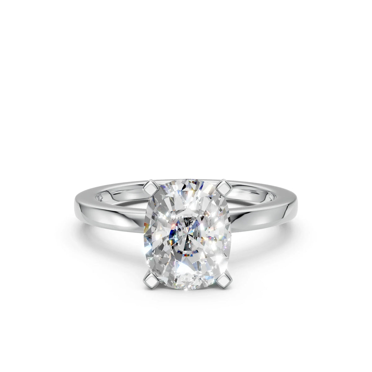 Elegant oval-cut diamond engagement ring with four-prong setting in white gold or platinum