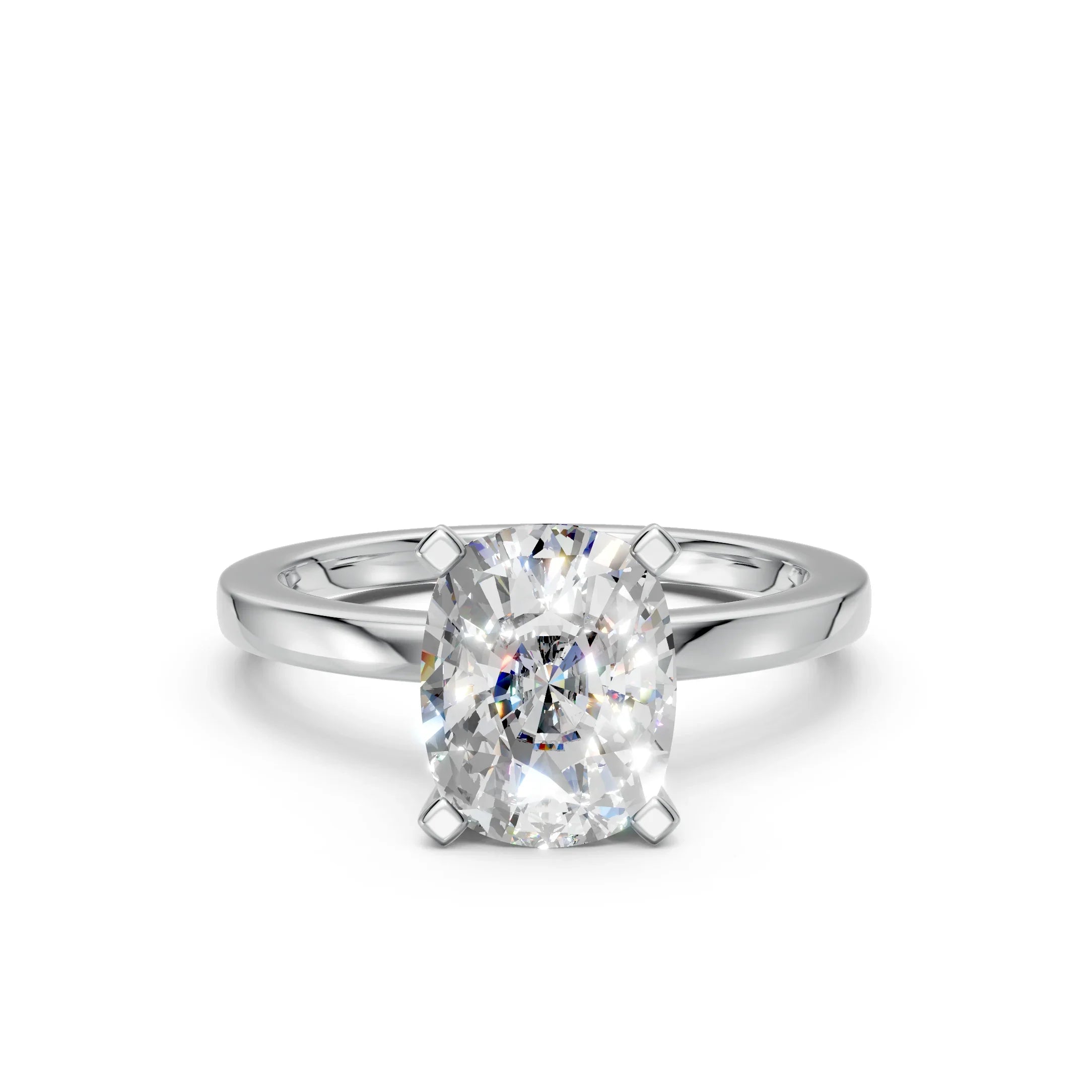 Elegant oval-cut diamond engagement ring with four-prong setting in white gold or platinum