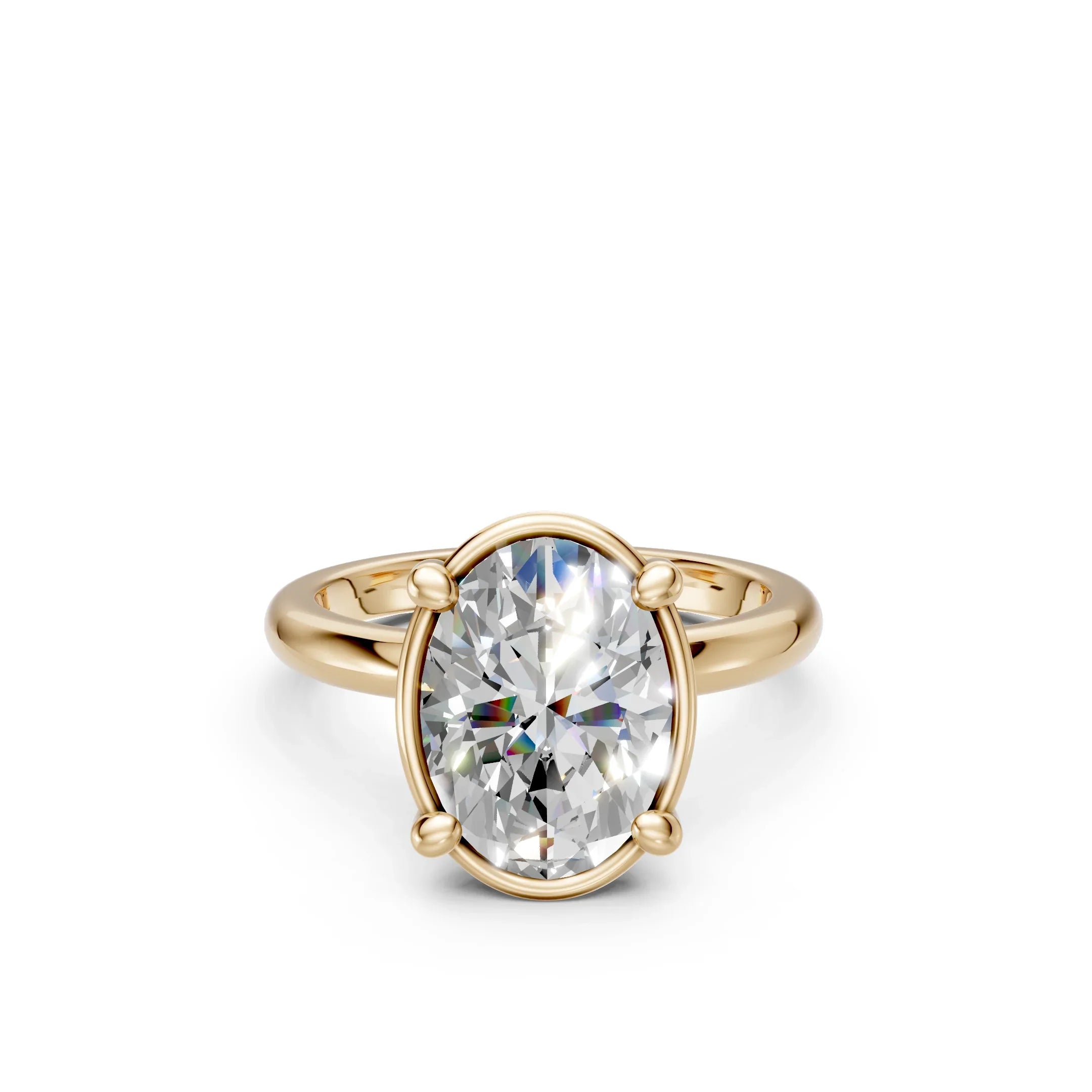 Elegant oval diamond engagement ring in gold, custom-made for your dream proposal.