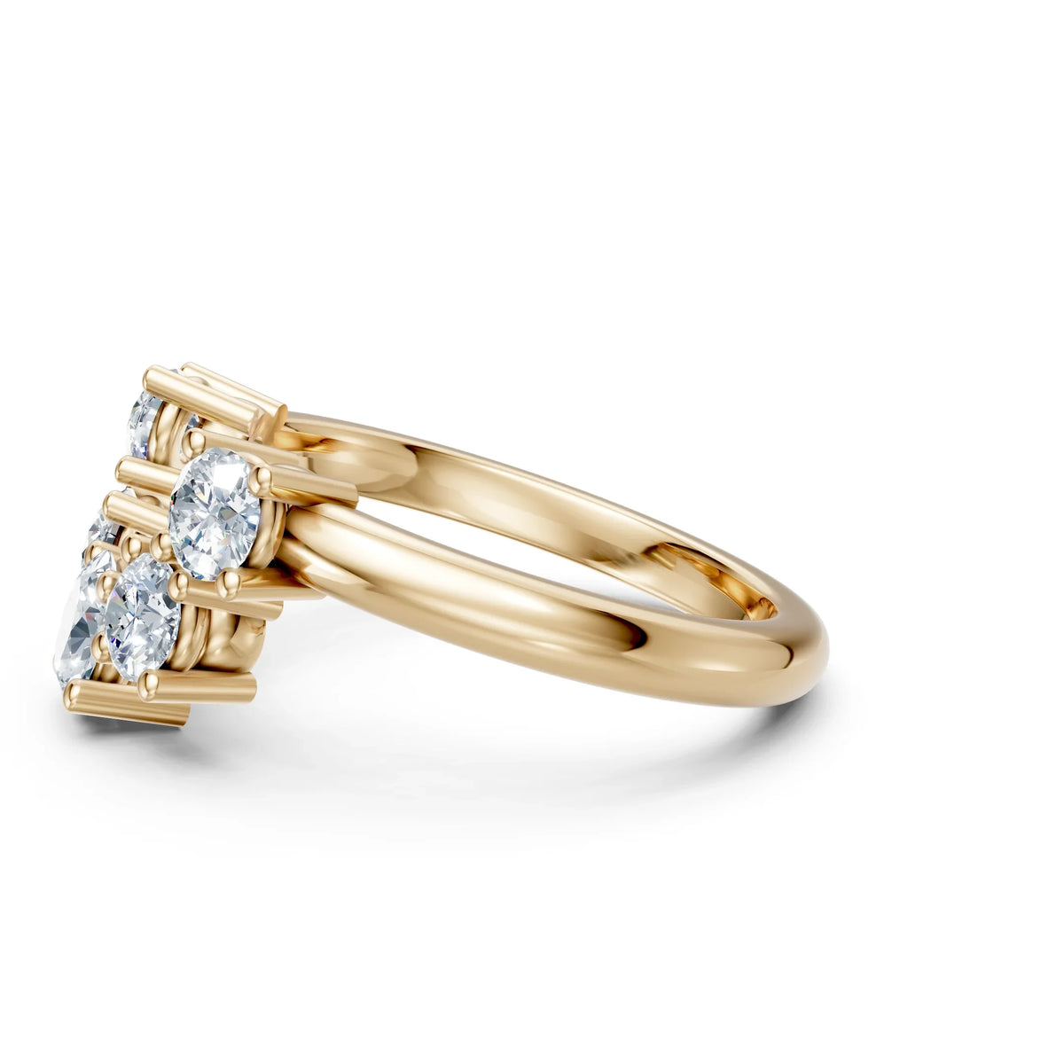 Elegant gold engagement ring with three sparkling diamonds, custom designed for your dream proposal.