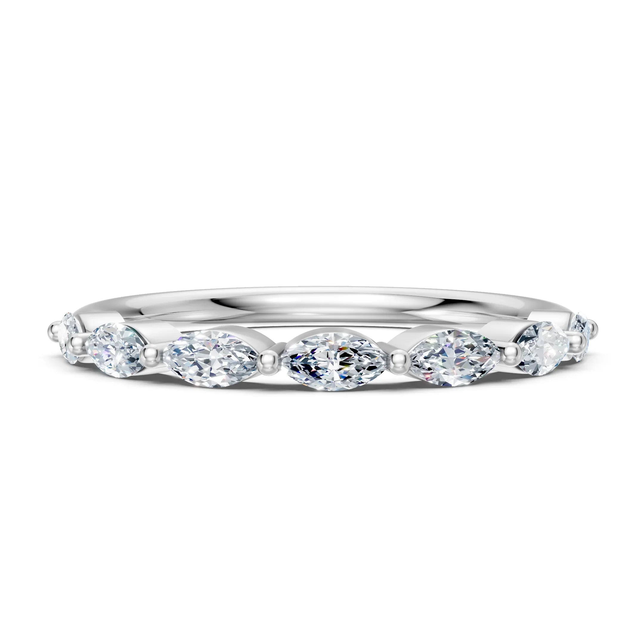 Elegant marquise diamond eternity band with sparkling stones in white gold