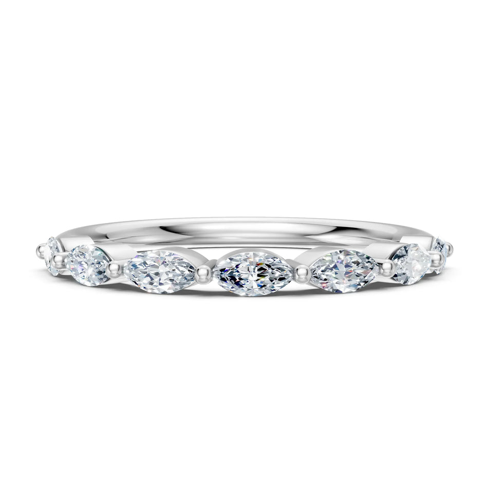 Elegant marquise diamond eternity band with sparkling stones in white gold