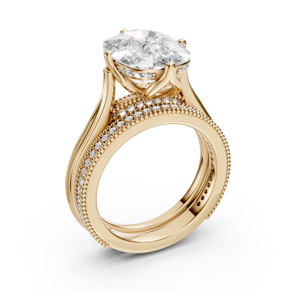 Vintage Design Lab Diamond Bridal Set, Cushion Cut 3.95 CTW